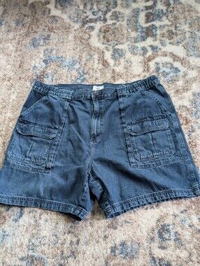 Croft & Barrow Side Elastic Blue Jean Cargo Shorts